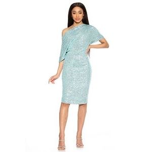 Alexia Admor Womens Aqua Blue draped Sheath
